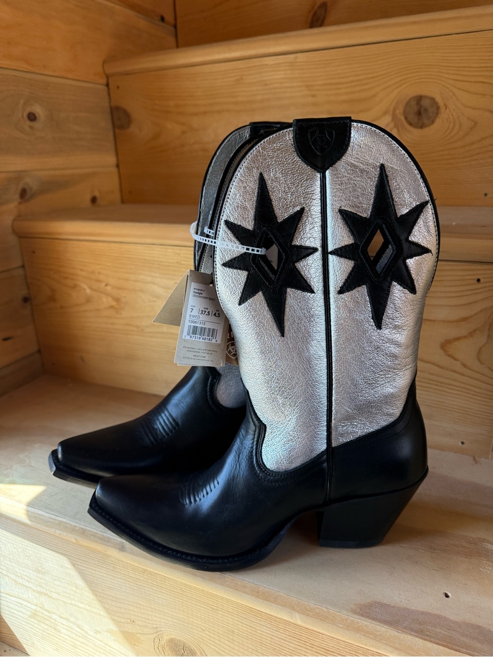 Ariat Black and Silver Western Star Cowgirl Boots